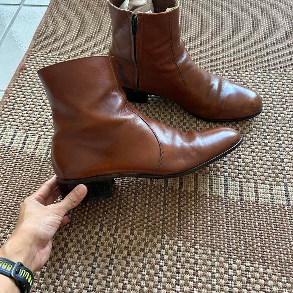 Vintage 80s Florsheim Royal Imperial Leather Zip Boots 12 C